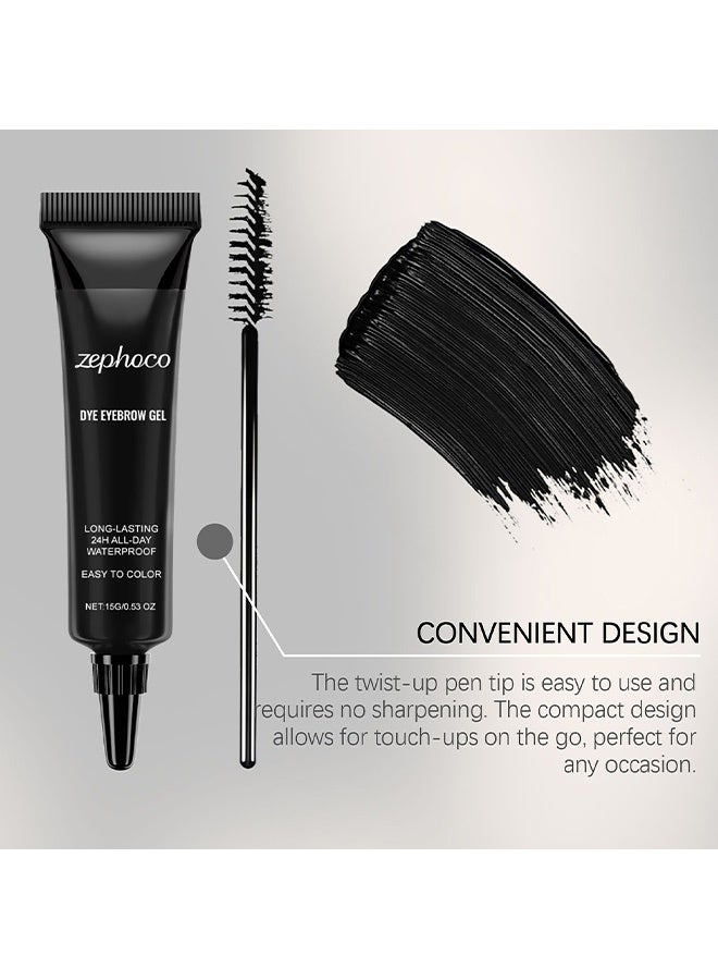 zephoco Black Waterproof Long-lasting Eyebrow Gel- Smooth Texture for Daily Application, Easy to Apply for Beginners 15g(#Black) - Image 3